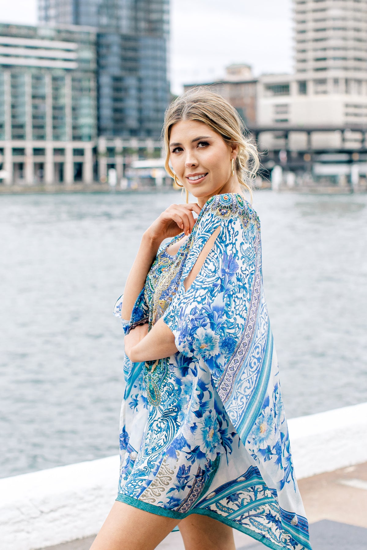 Fiore Blue Short Kaftan