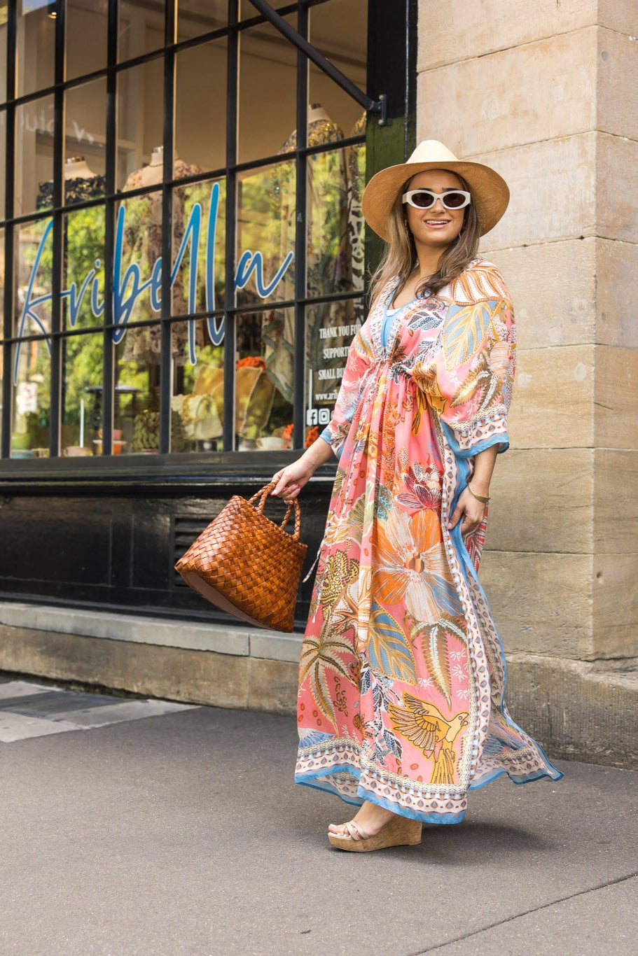 Long V drawstring Kaftan