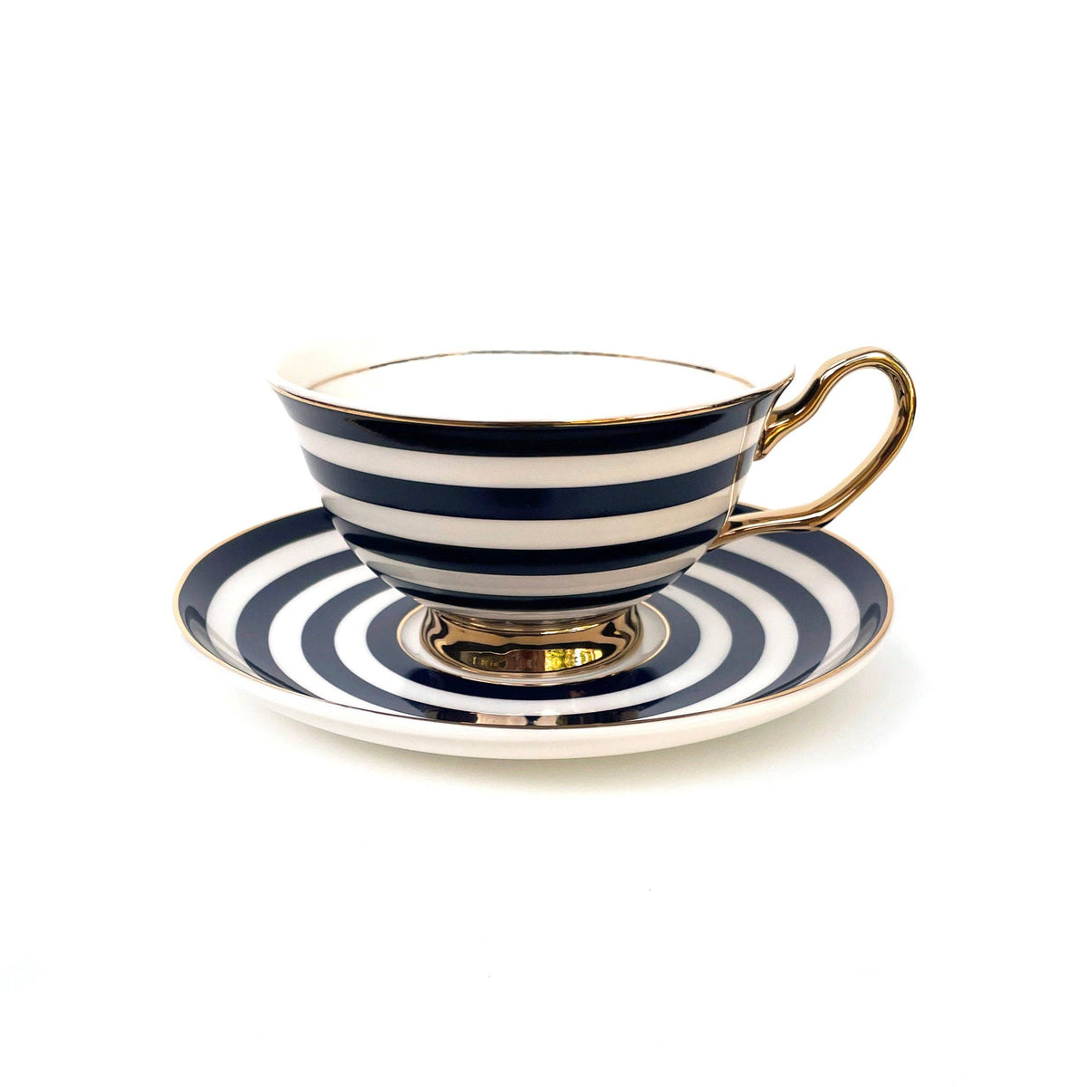 Navy Stripe Teacup and Saucer - 250mL