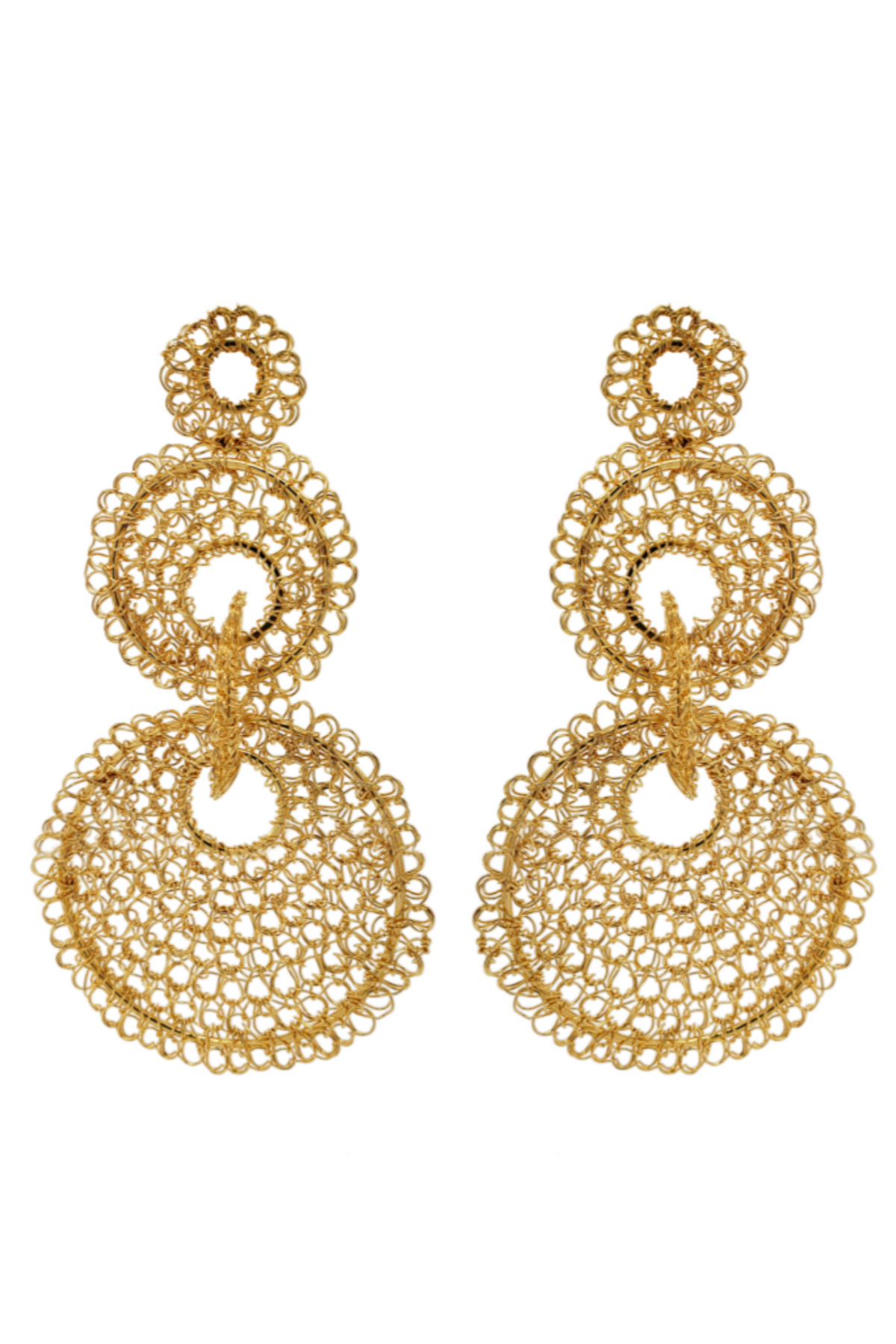 Iris Handmade Crochet Earrings - Gold