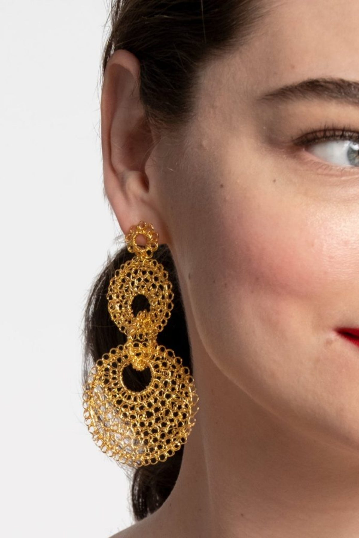 Iris Handmade Crochet Earrings - Gold