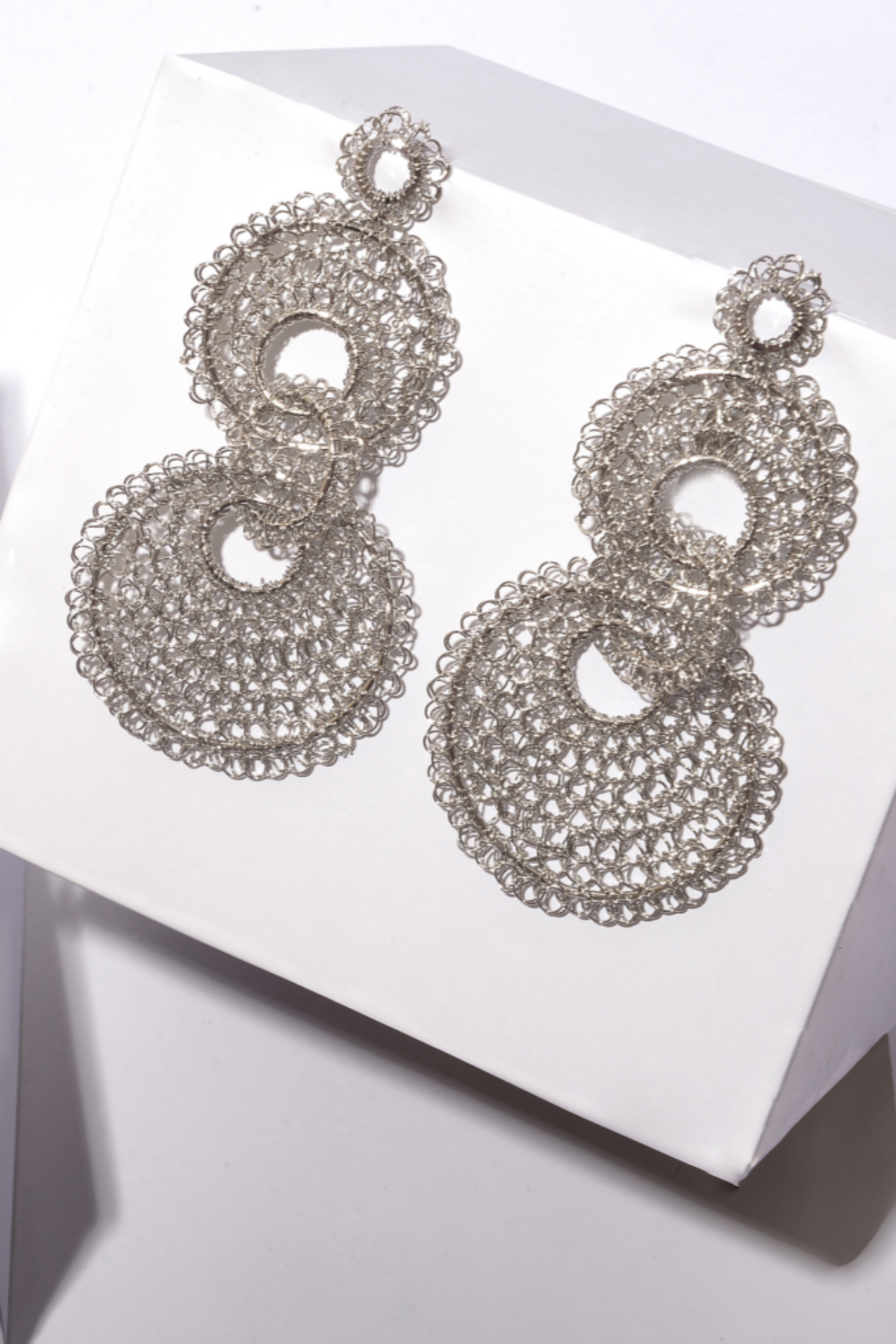 Iris Handmade Crochet Earrings - Silver