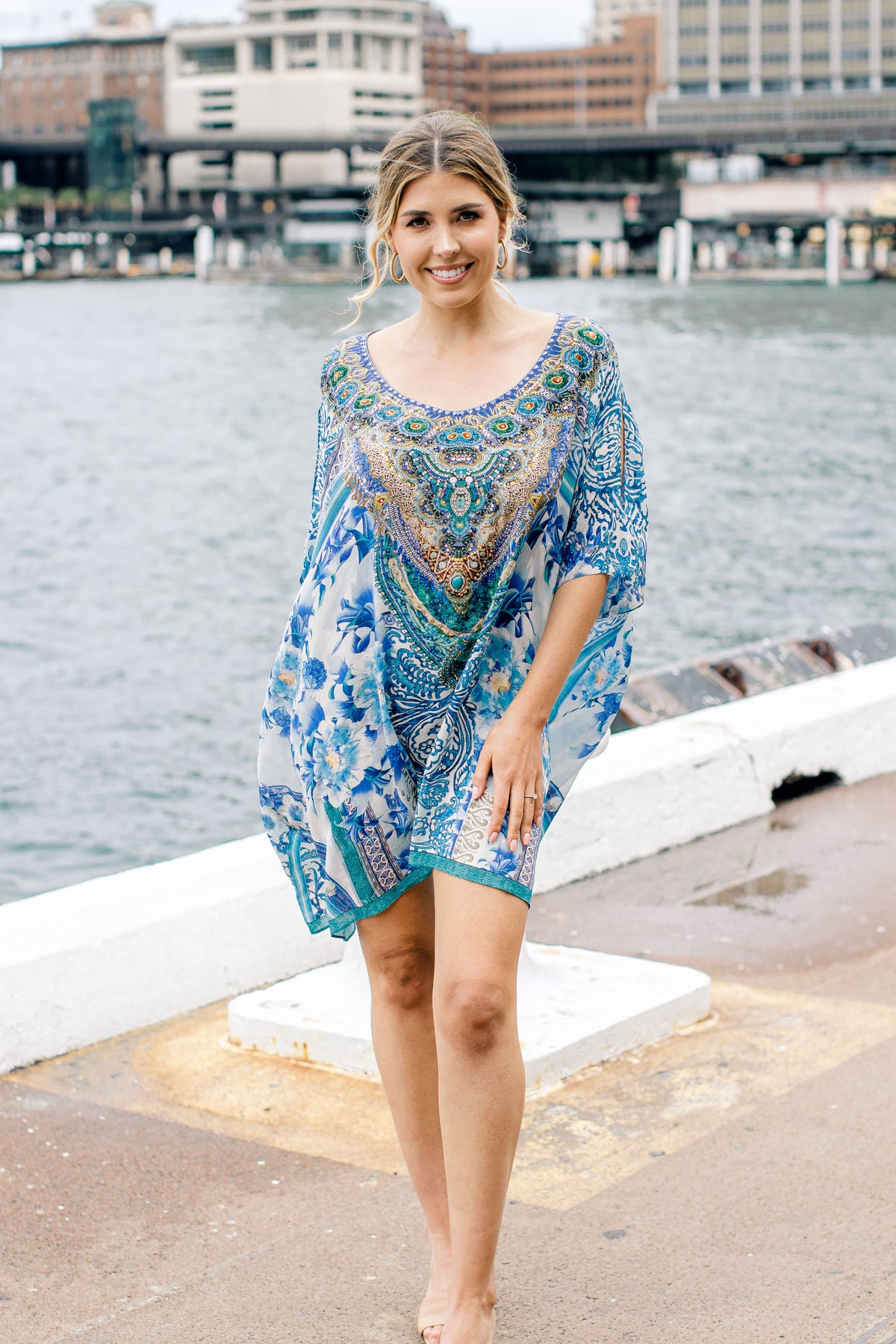 Fiore Blue Short Kaftan