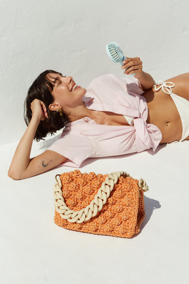 Lulu crochet bubbles Small Orange/Nude