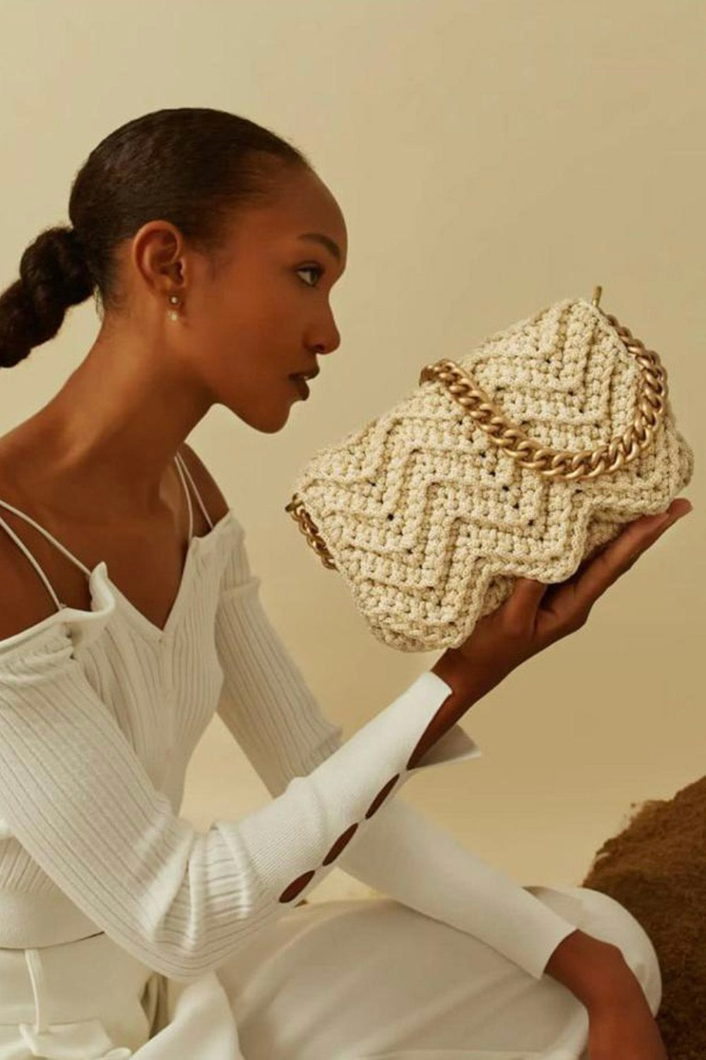 Lulu crochet wave clutch