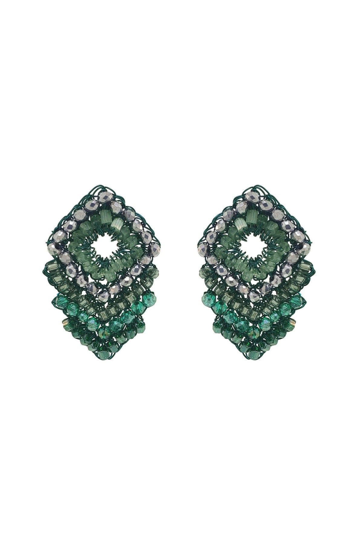 Moss Green Mix Rank Mini Posts Handmade Crochet Earrings