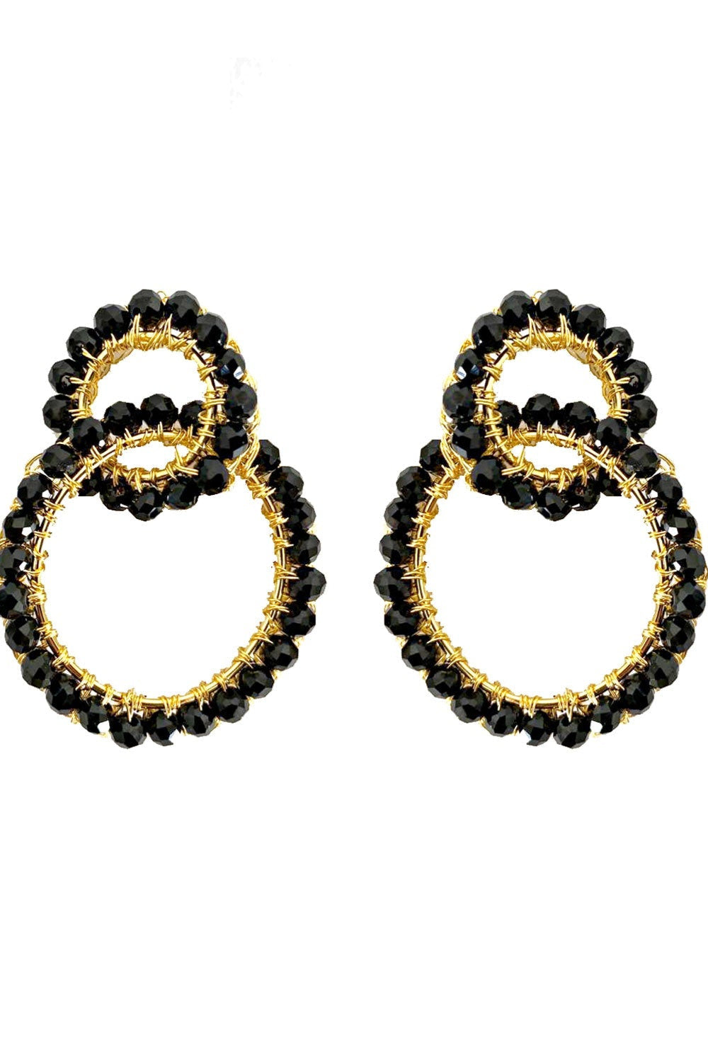 Black &amp; Gold Ellie Handmade Crochet Earrings