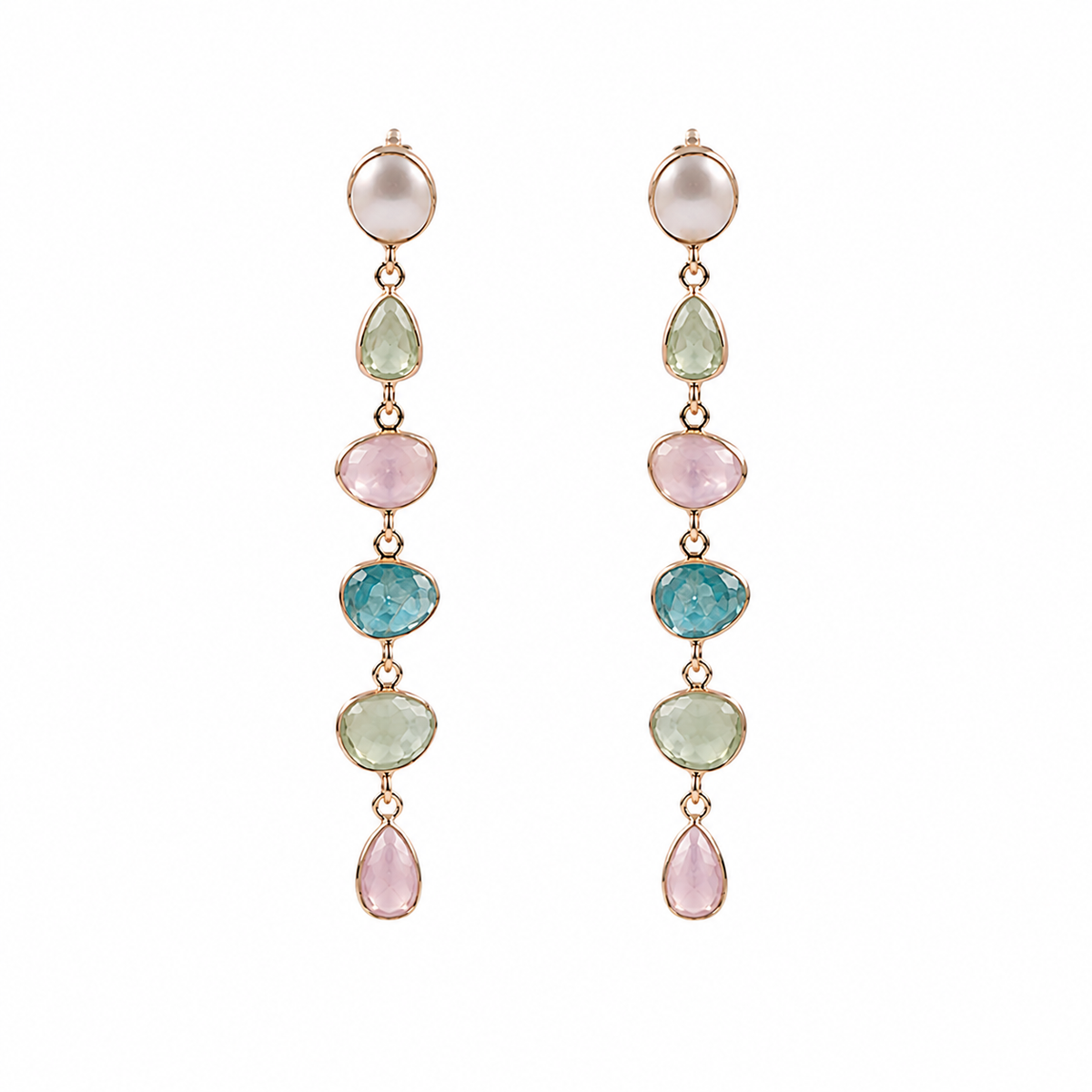 AGE0167- Multi Pearl Stone Sterling Silver Earring