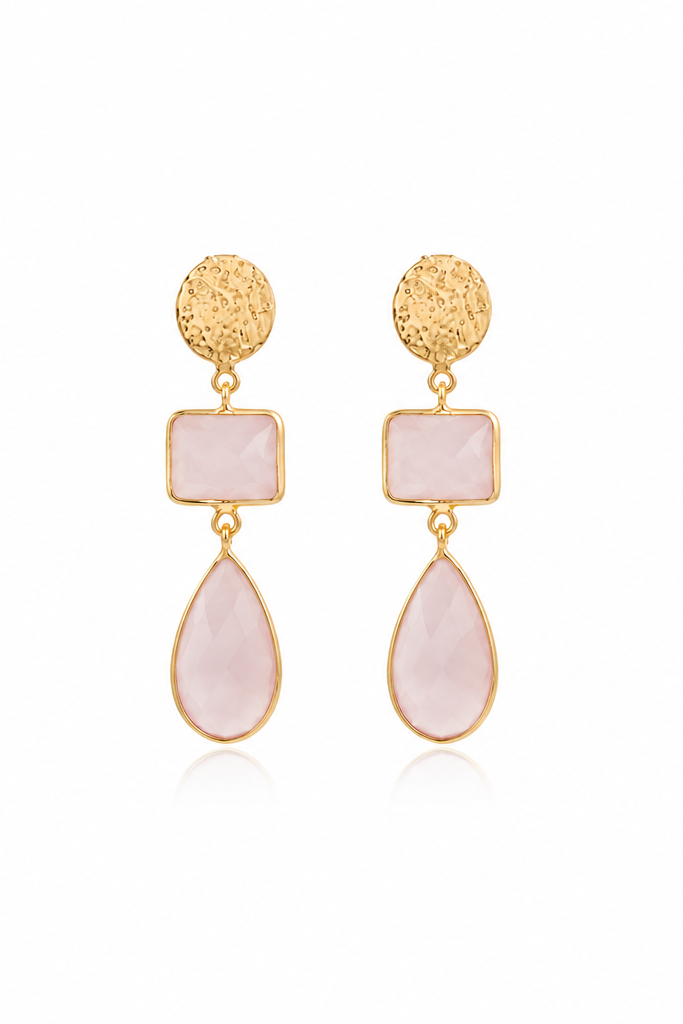 AGE0203C - Teardrop Shaped Multi Gemstone Gold Frame Sterling Silver Earring