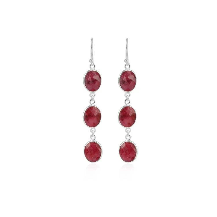 BZLSE0133- Bezel Multi Drop Hook Polished Shine Silver Earring
