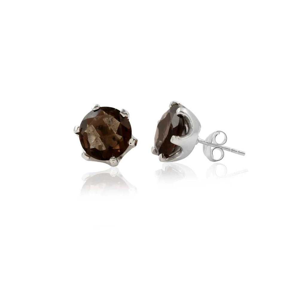 CE0022- Classic Prong Set Natural Stone Stud in Silver Finish Earring
