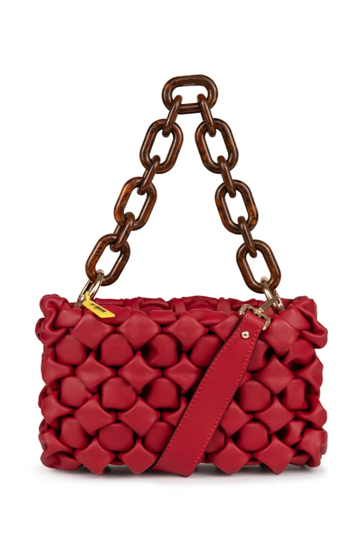 BMor Curly Leather Bag - Red Lipstick