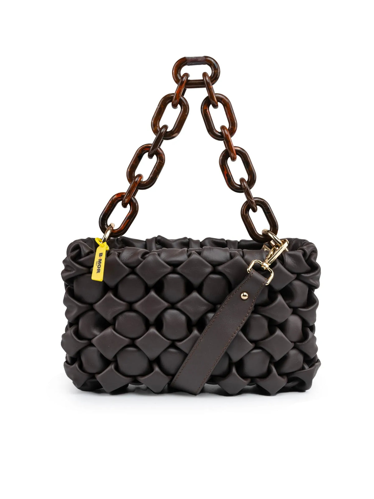 BiMor Curly Leather Bag - Dark Chocolate