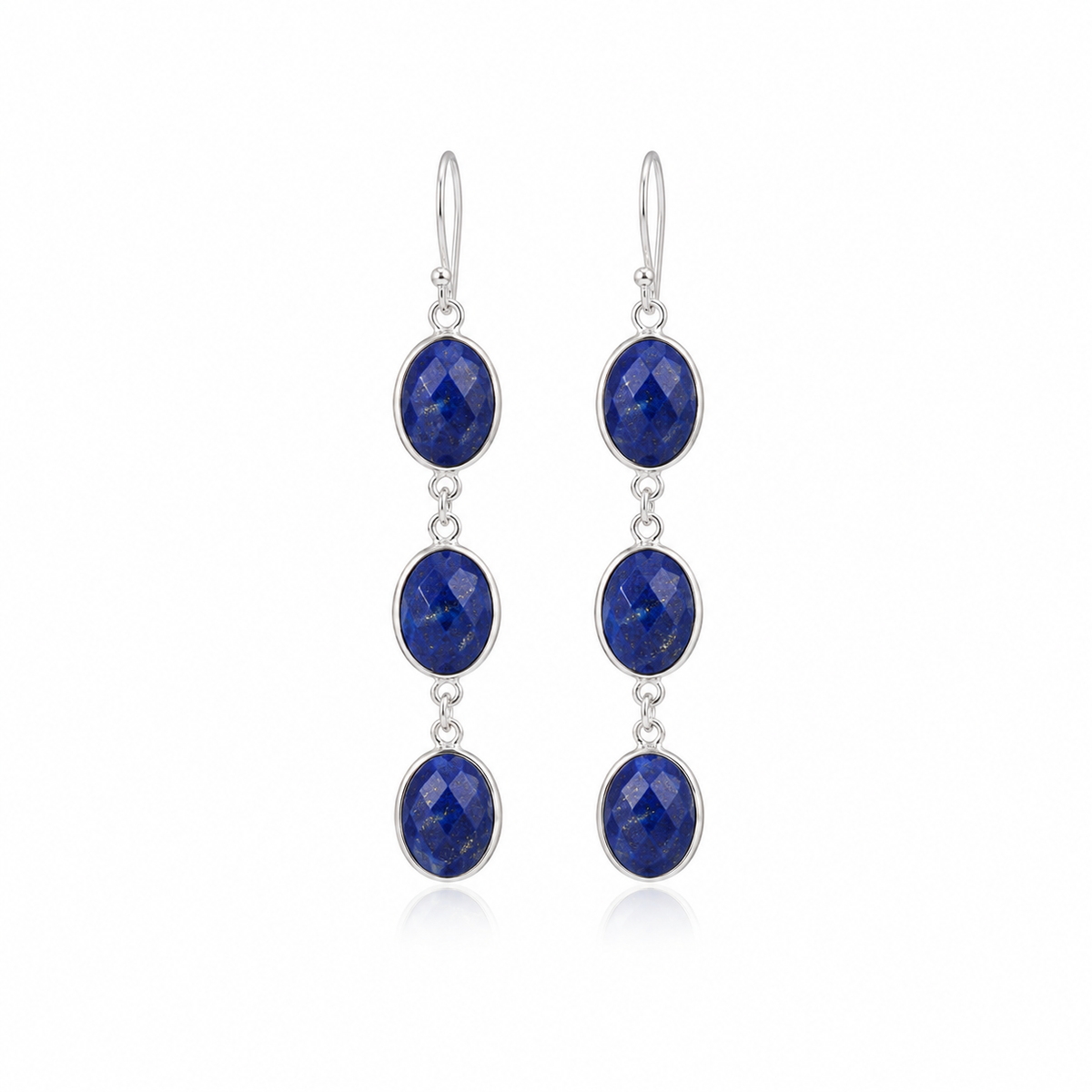 BZLSE0133- Bezel Multi Drop Hook Polished Shine Silver Earring