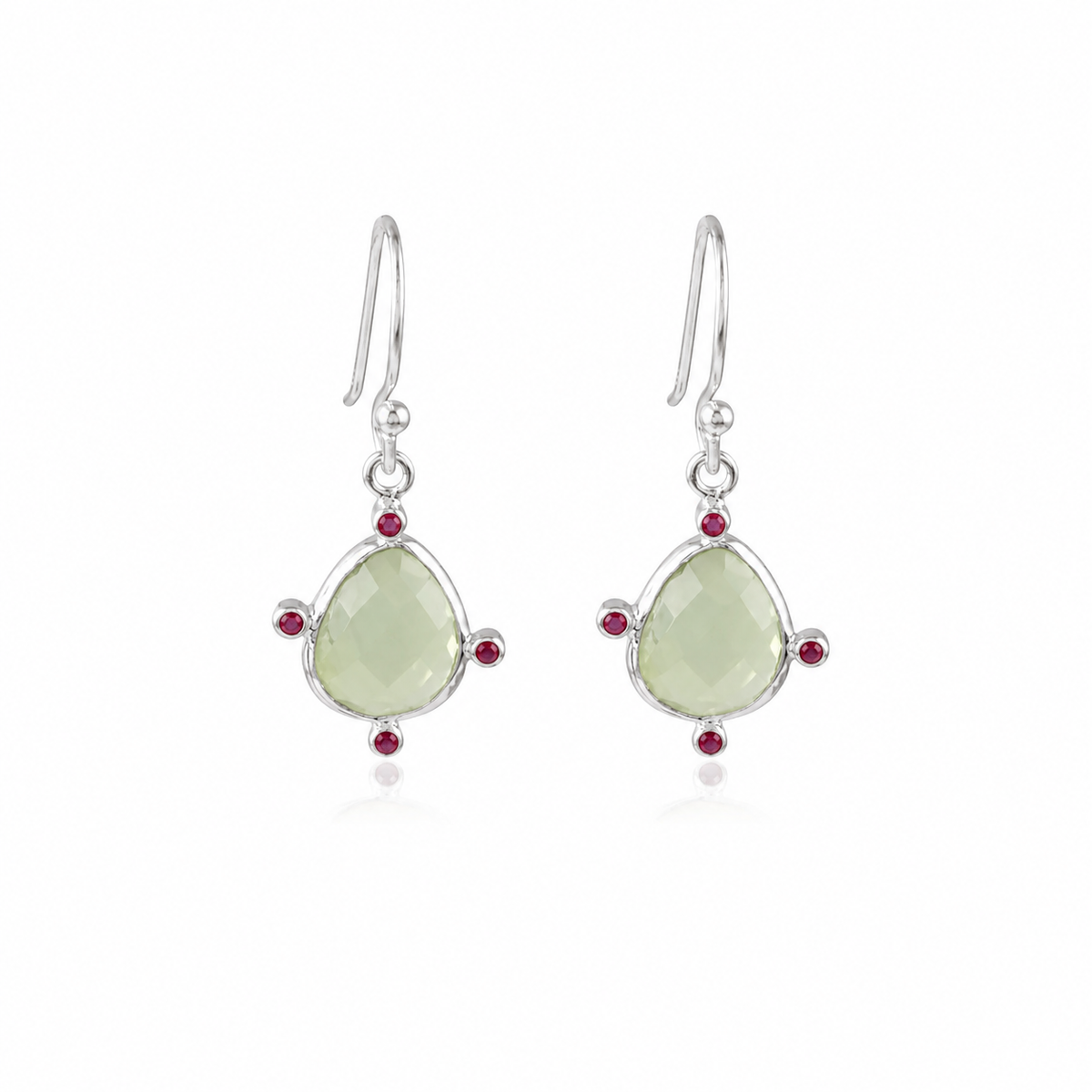 SER5609A - Tri-Point White Stone Beaded Gold plated Earring