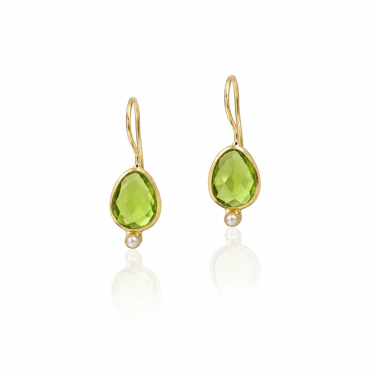 BZLSE0087- Gold -Tone wire Hook Earring with Whiten Stone Drop Sterling Silver Earring