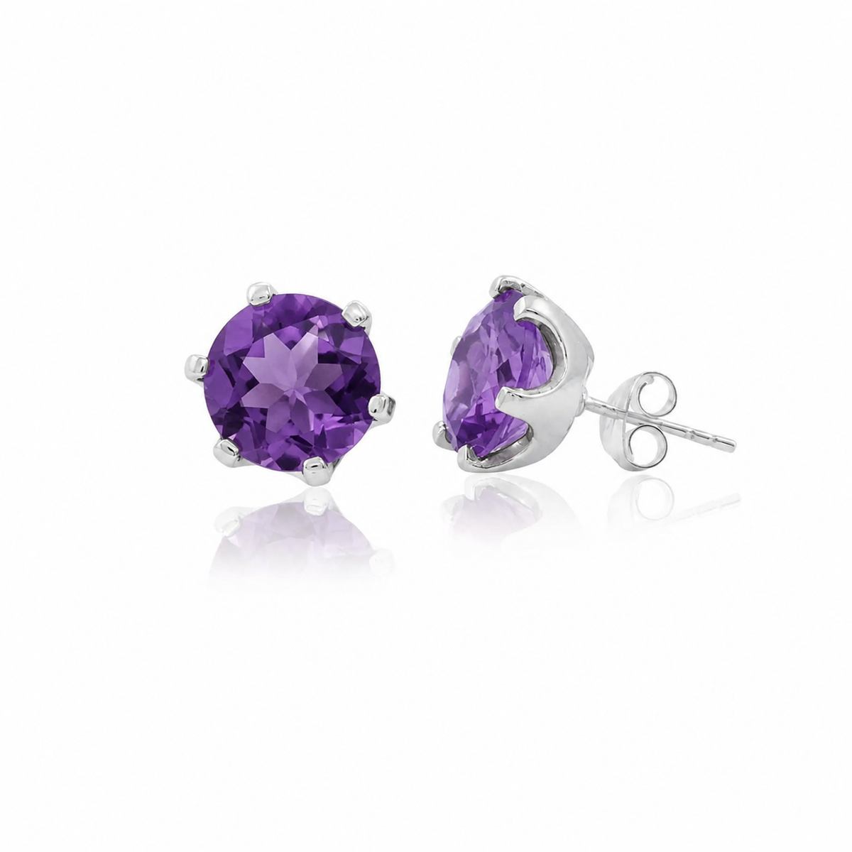CE0022- Classic Prong Set Natural Stone Stud in Silver Finish Earring
