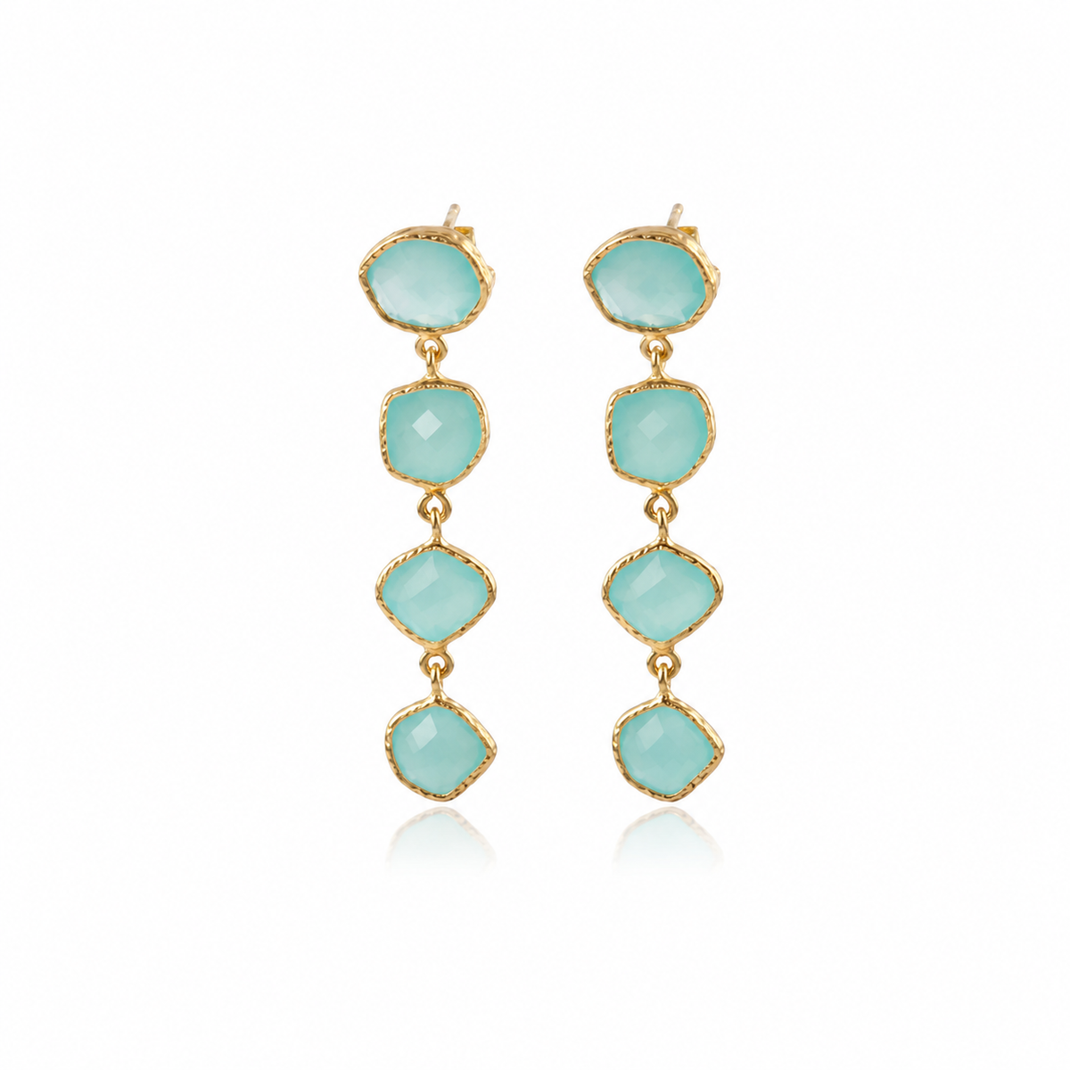 DESSE0448-Multi Drop Dangle Gold Finish Elegant Silver Earring