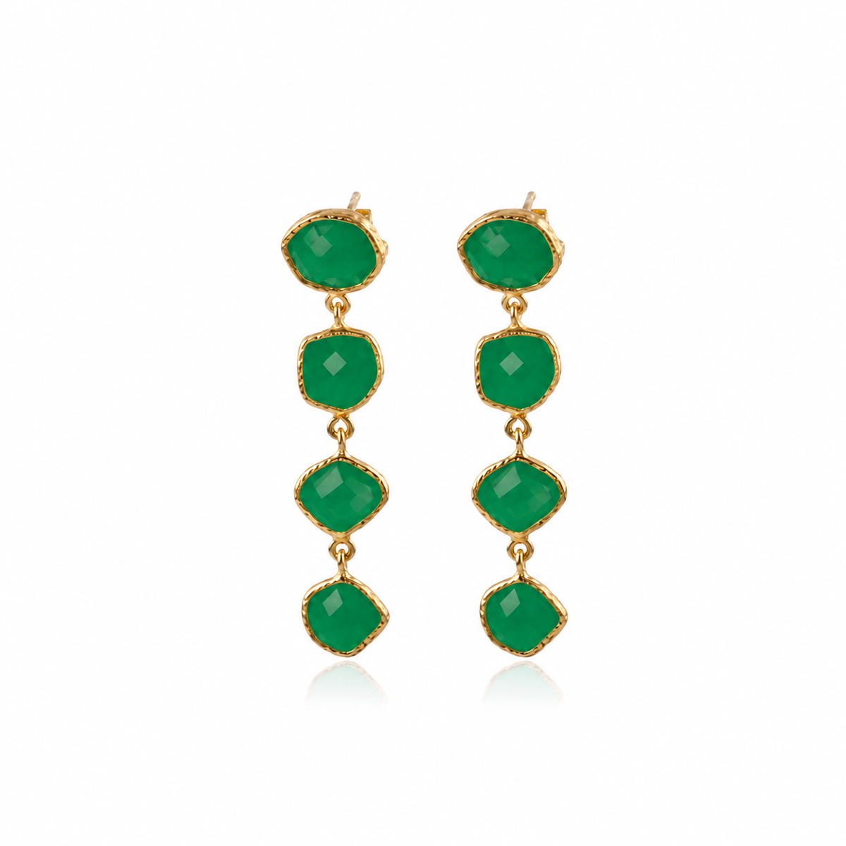 DESSE0448-Multi Drop Dangle Gold Finish Elegant Silver Earring