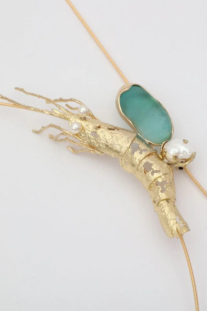 Pebble Shrimp Necklace