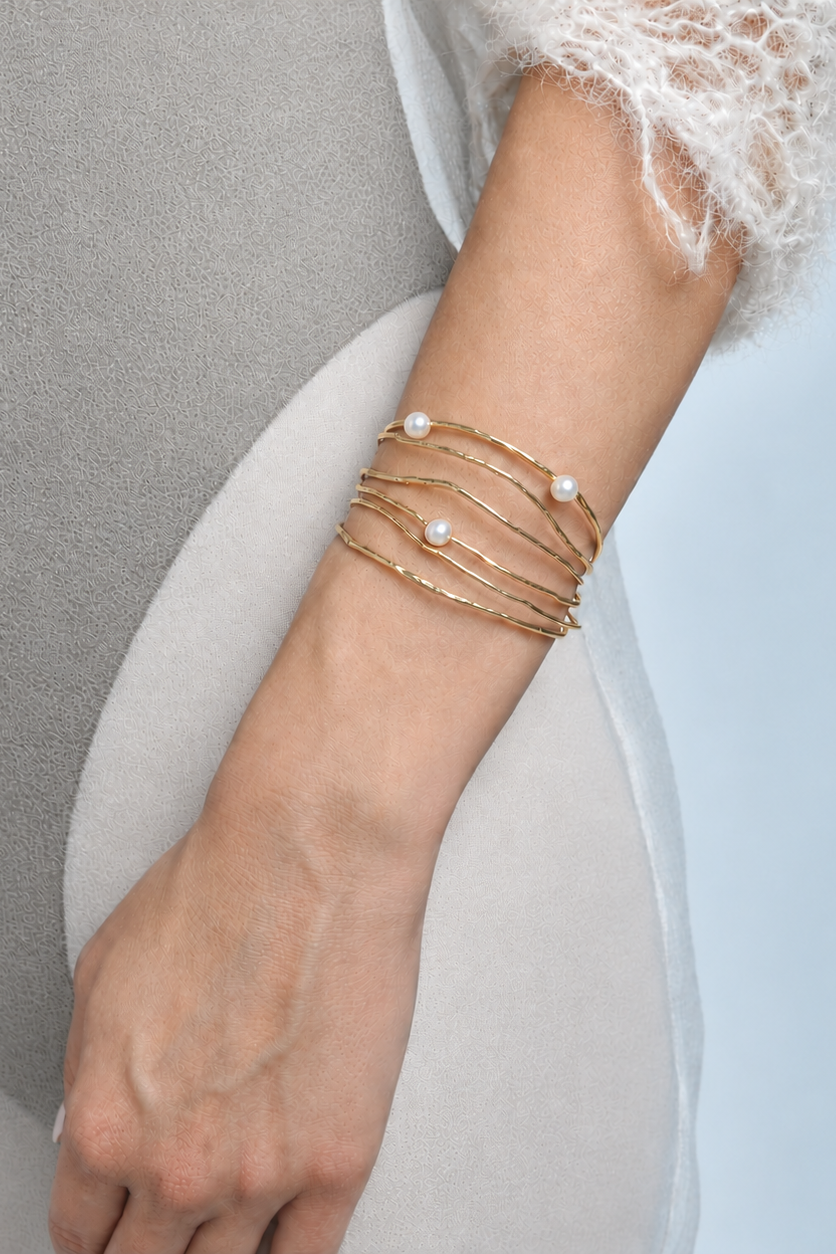 Simple Twig Pearl Bracelet Handmade