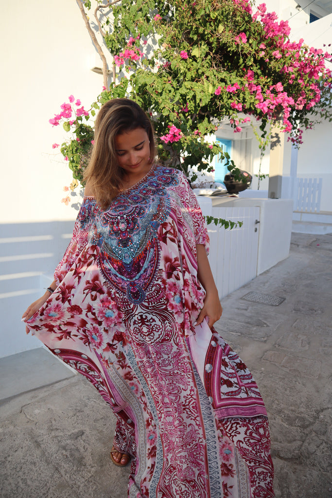 Fiore Pink Long Kaftan