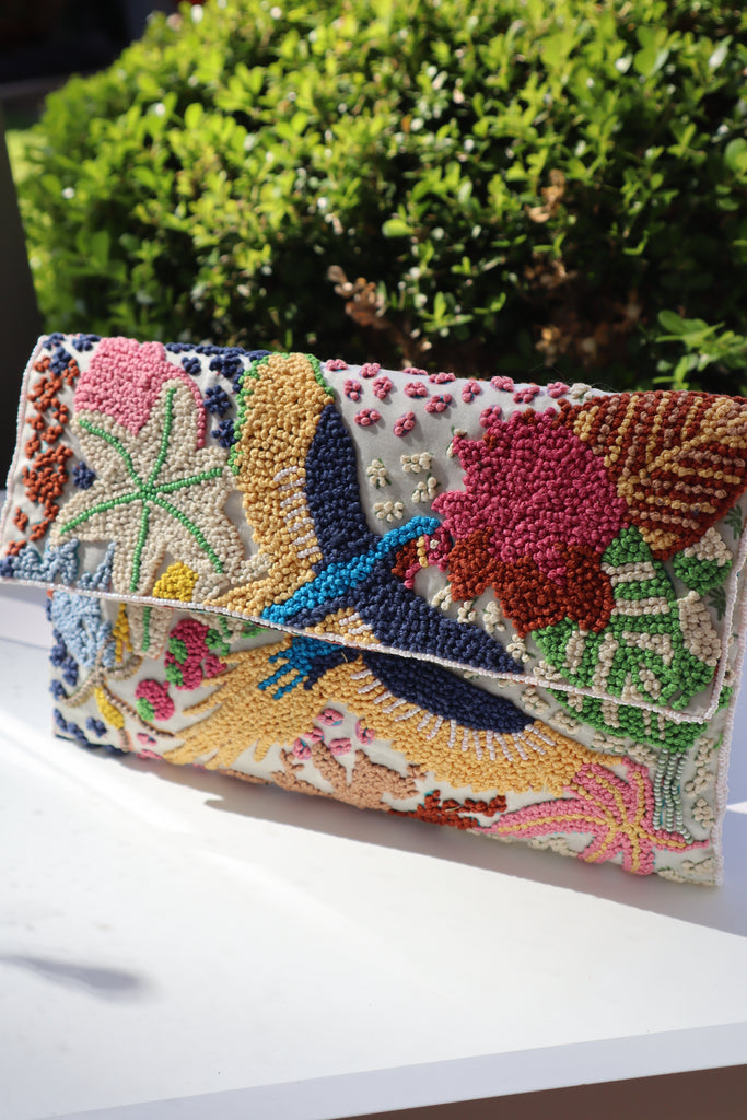 Embroidered Handmade Clutches - Lori Cream