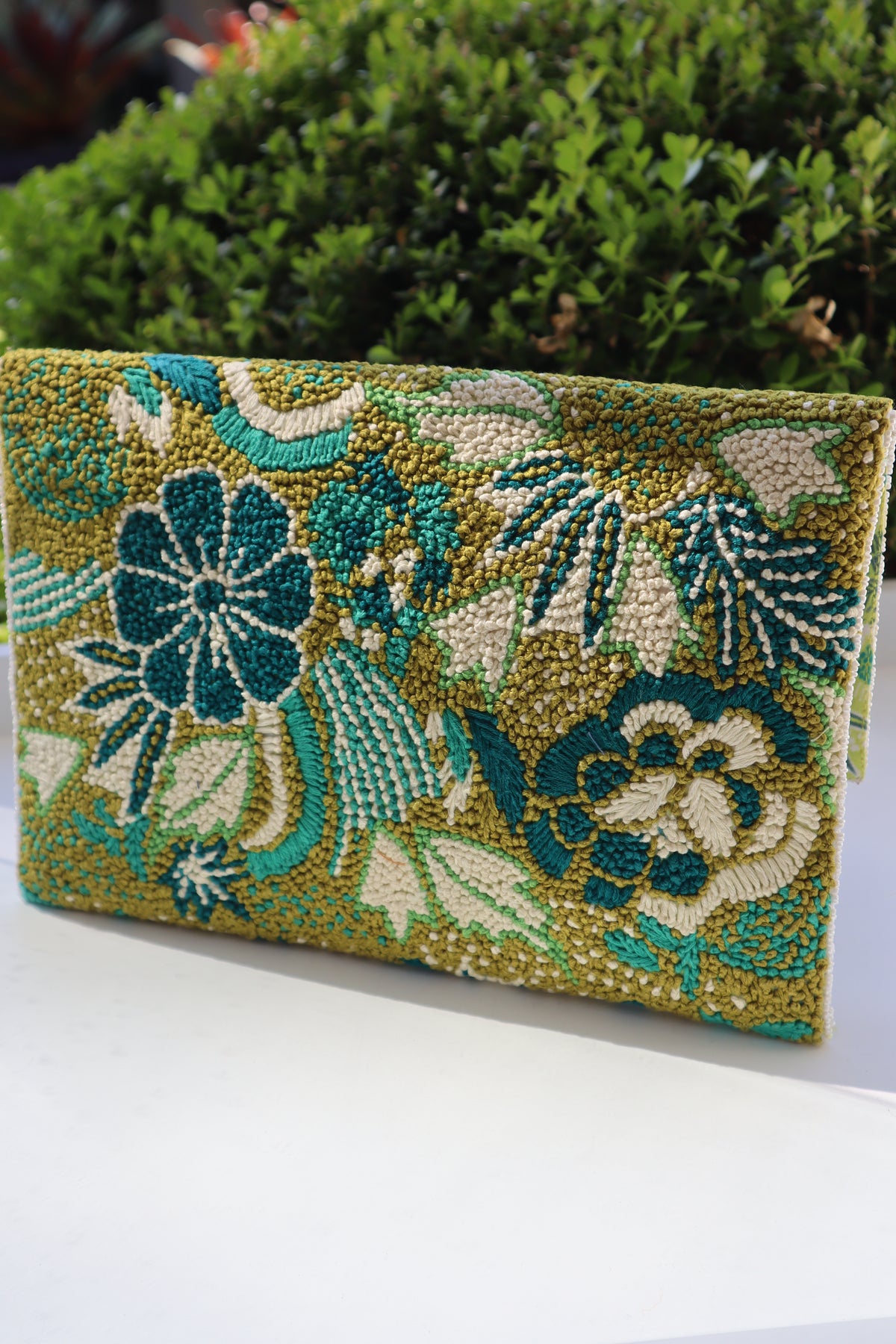 Embroidered Handmade Clutches - Green Floral