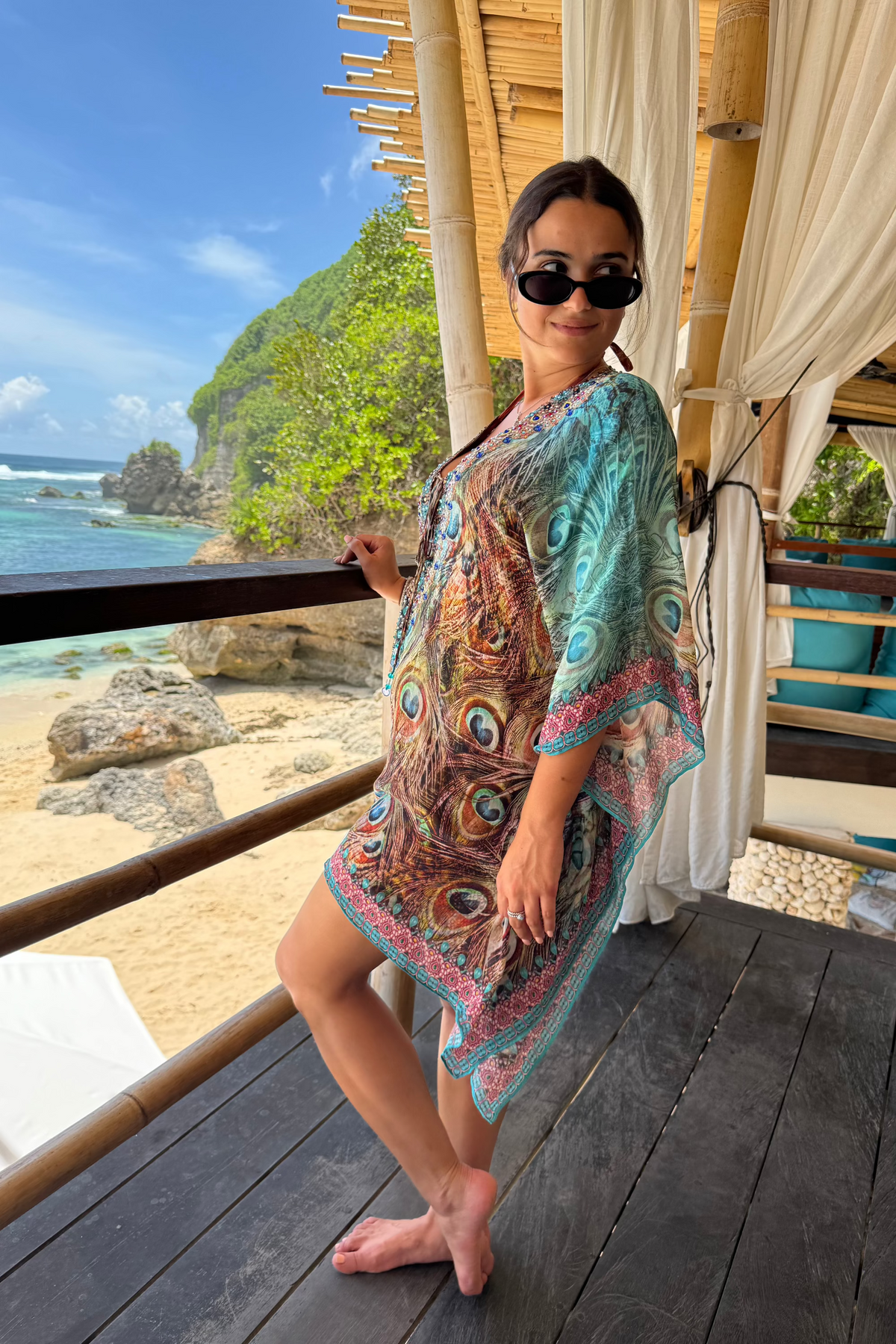 Peacock Jewel Short Kaftan