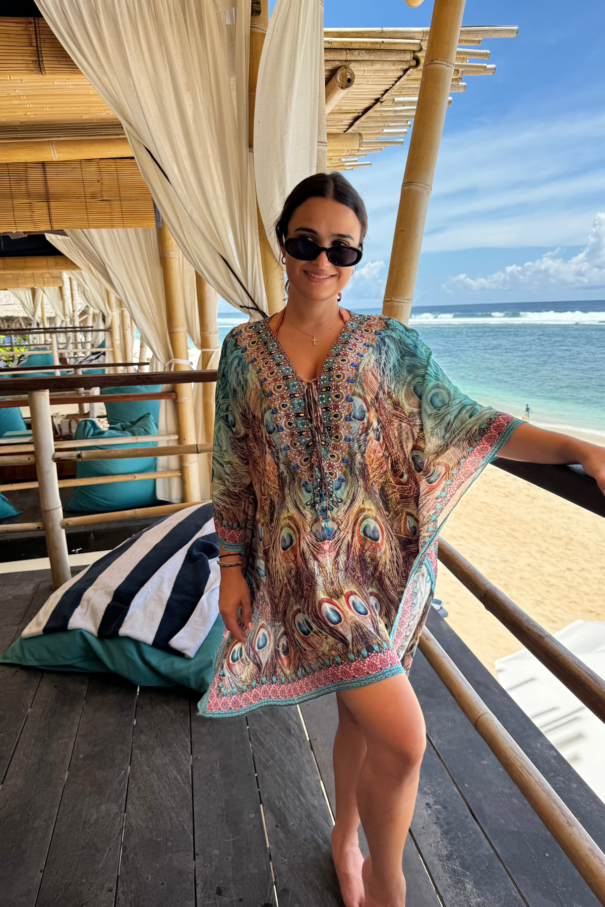 Peacock Jewel Short Kaftan