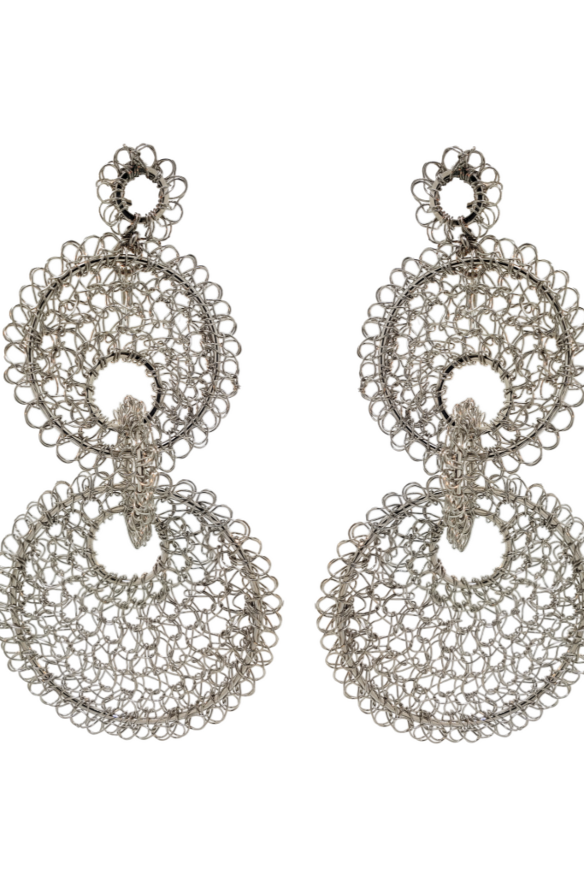 Iris Handmade Crochet Earrings - Silver