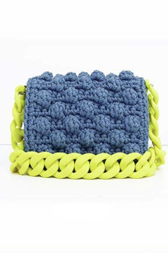 Lulu crochet bubbles Small - Denim Blue/Yellow