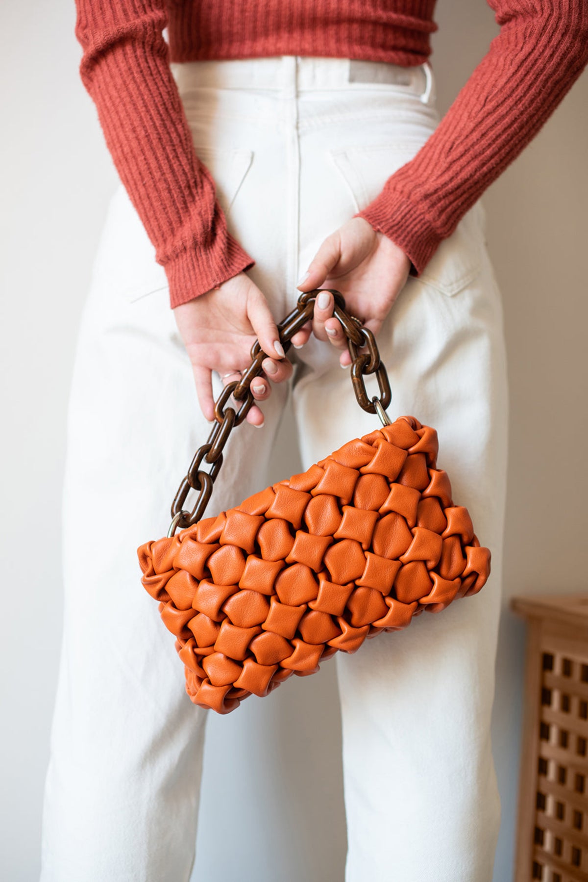 BMor Curly Leather Bag - Mandarin