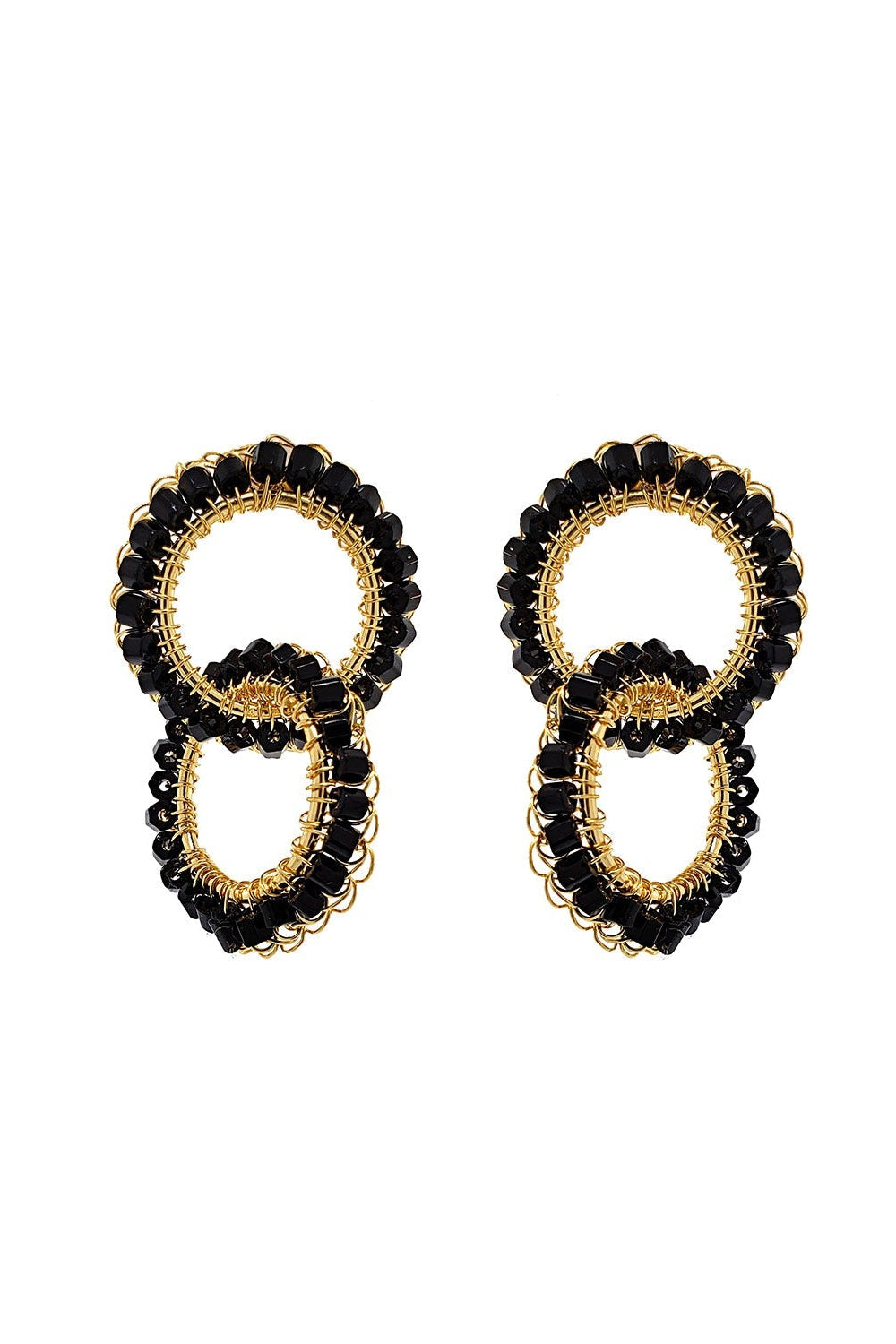 Black &amp; Gold Nova Handmade Crochet Earrings