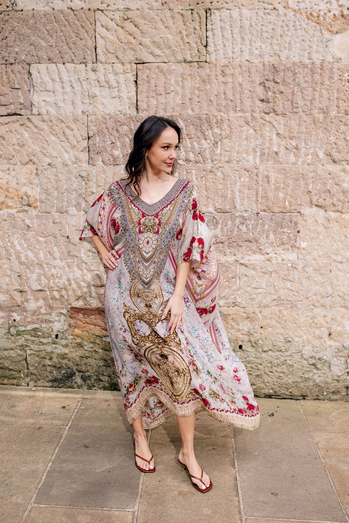Antoinette Long Kaftan - V Neck