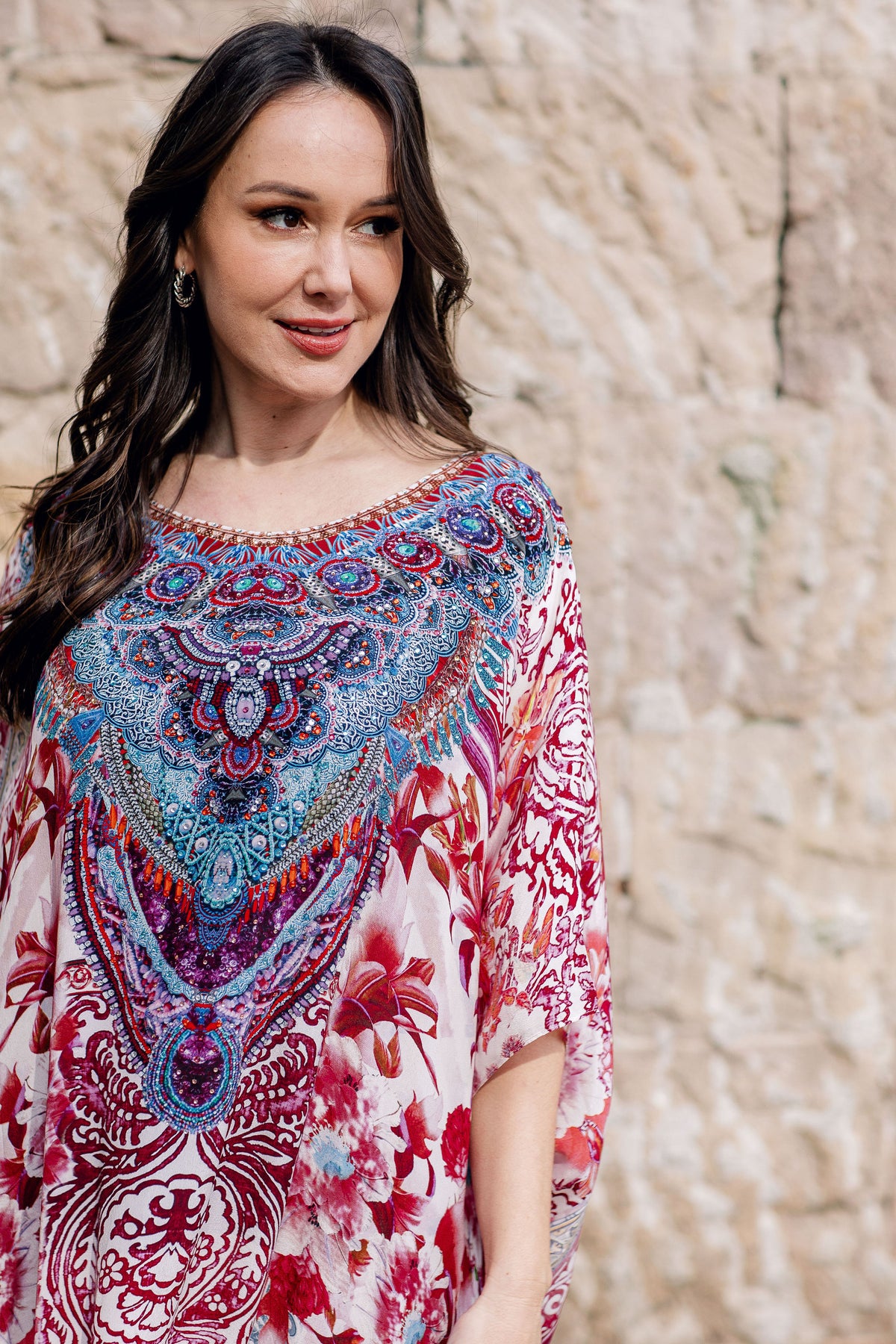 Fiore Pink Long Kaftan
