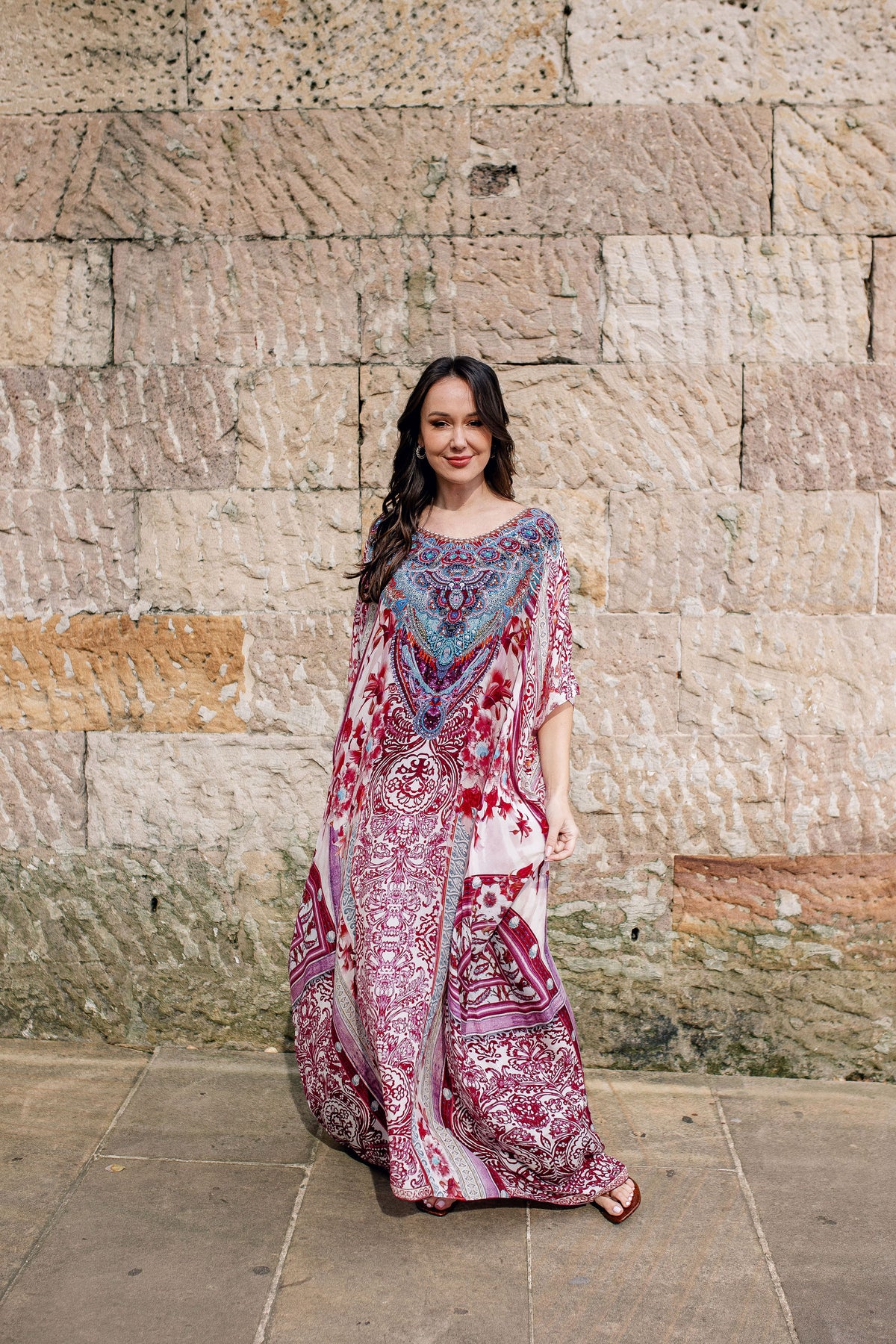 Fiore Pink Long Kaftan