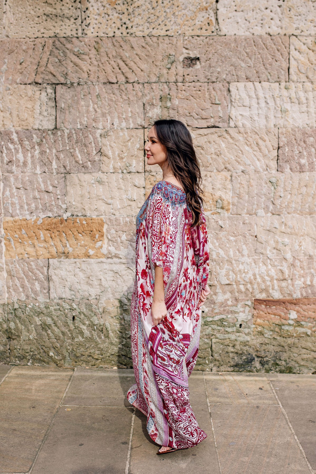 Fiore Pink Long Kaftan