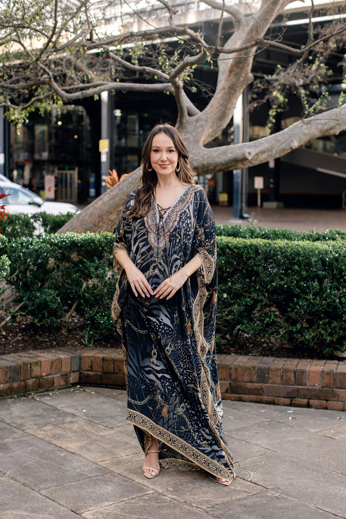 Black Tassle Long Kaftan