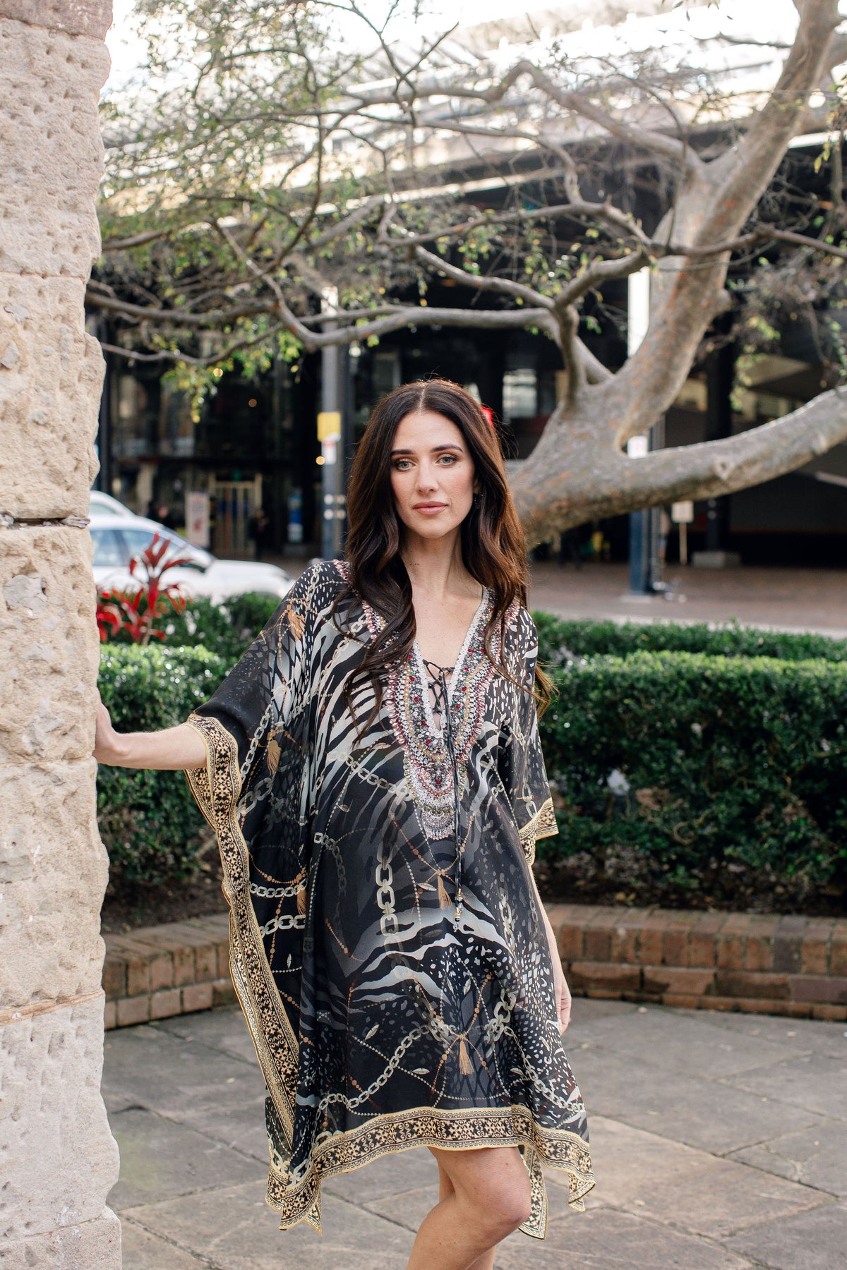 Black Tassle Short Kaftan