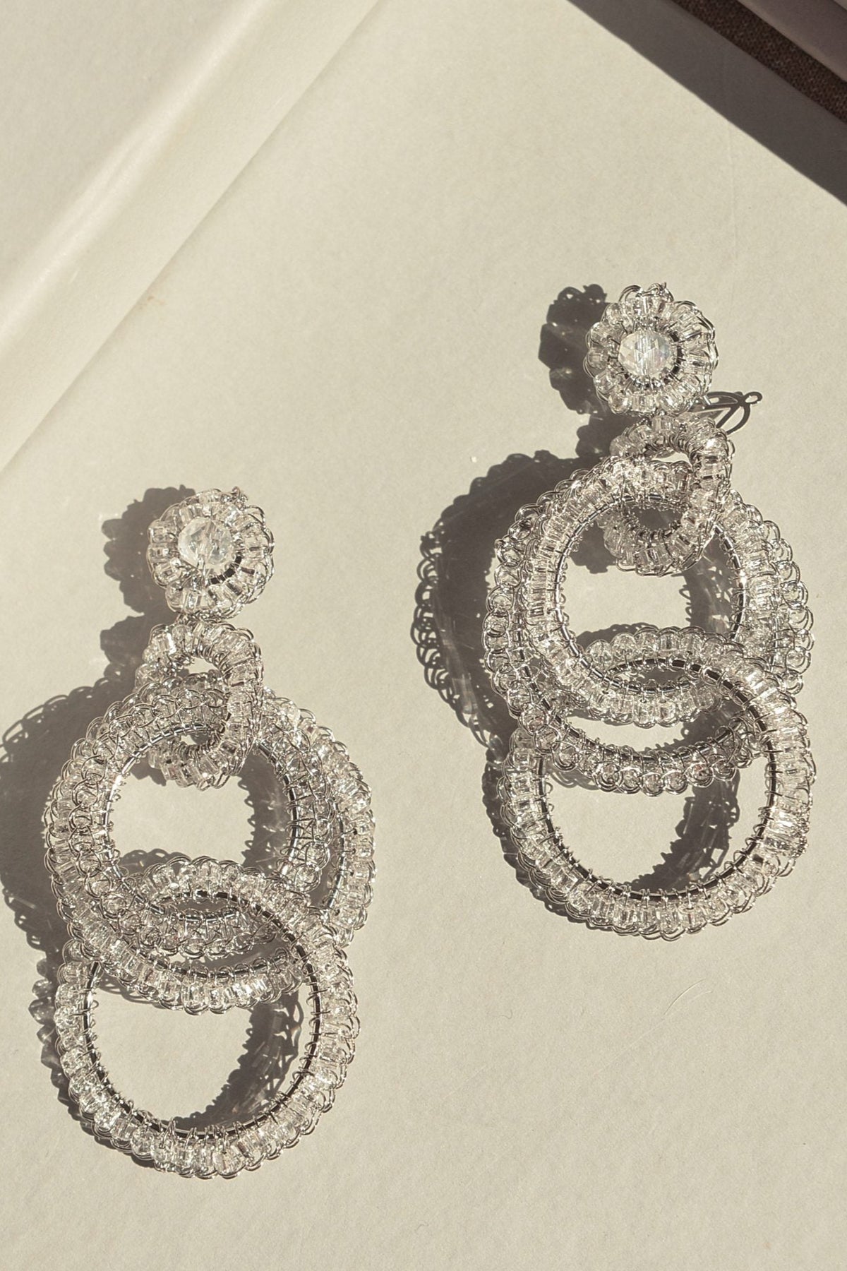 Clear &amp; Silver Grace Handmade Earrings
