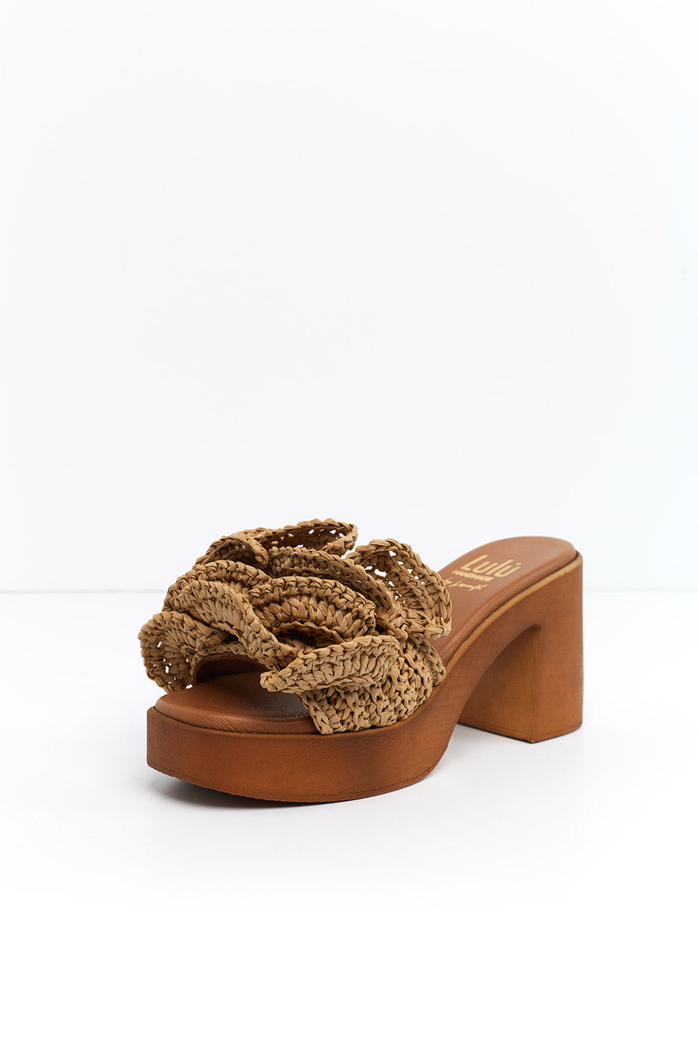 Lulu Platform Raffia Mule Sandal