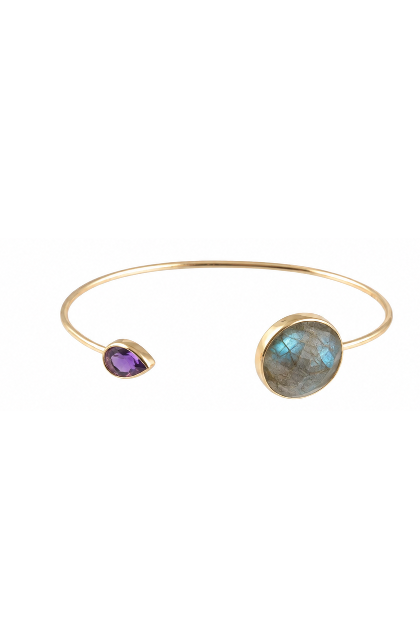 SBA3767 - Sterling Silver Gemstone Bangle