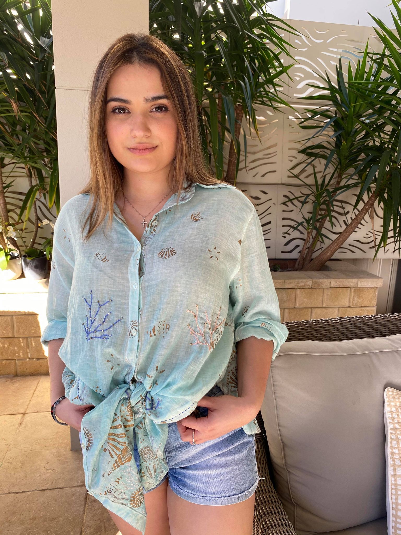 Blue Embroided Shirt