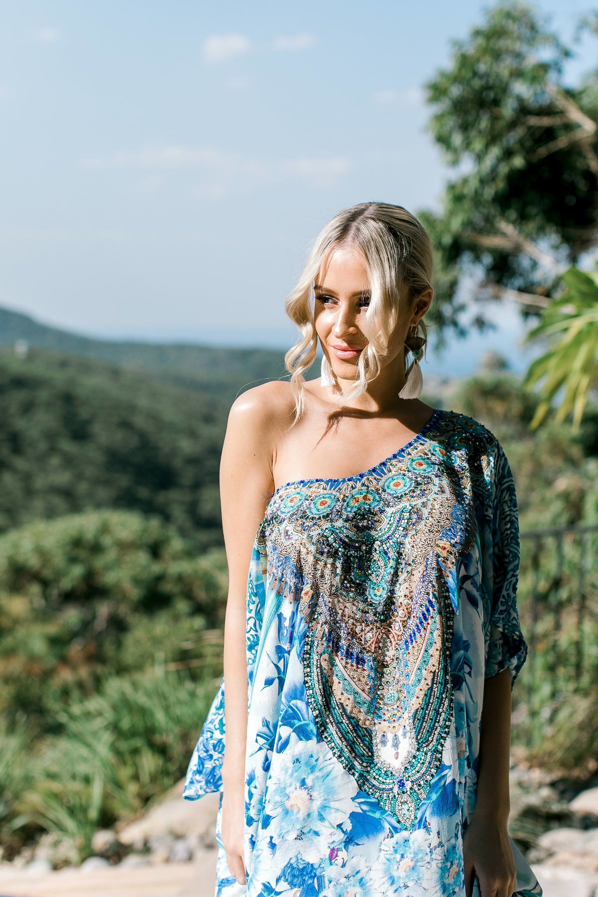 Fiore Blue  Long Kaftan